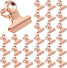30 Pcs Bulldog Clip stainless steel Rose gold Small Hinge Paper Clamp Photo New