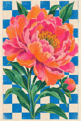 Electric peony risograph - electric,