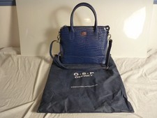 OSPREY LONDON DESIGNER BLUE LEATHER HANDBAG WITH DUST BAG EXCELLENT AND UNUSED