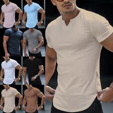 Men Loose Fit V Neck T Shirts Mens Short Sleeve Daily Wear Casual Summer Tops