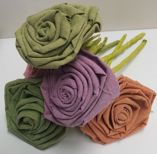 Handmade linen material roses - handmade,