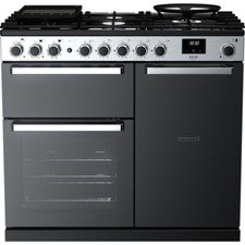Rangemaster EDDL100DFGBLK/CM1 Edge Deluxe 99cm Dual Fuel Range Cooker 5 Burners