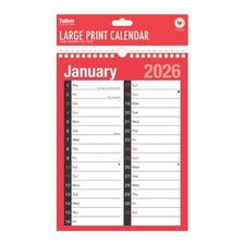 2026 Large Print Calendar Wall A4 2 Column Month to View Planner For Home Office