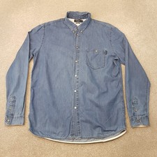 Paul Smith Mens Shirt Large Blue Denim Utility PS Ranch Rodeo Standard Fit Mod