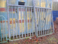1 PAIR OF USED INDUSTRIAL GALV COMMERCIAL YARD GATES APPROX 12FT WIDE X 8FT HIGH