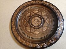Wooden Hand Carved Plate Can Hang Ornate Home Decor 25cm