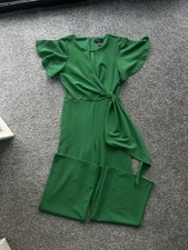Lipsy Green flutter sleeve wide leg jumpsuit