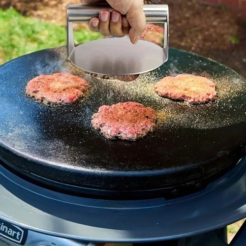 Stainless steel burger press - steel,