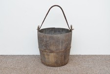 old vintage wooden rice bucket