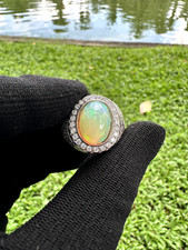 Ethiopian Opal Men Ring 925 Silver October Birthstone Gift for Him AAA grade