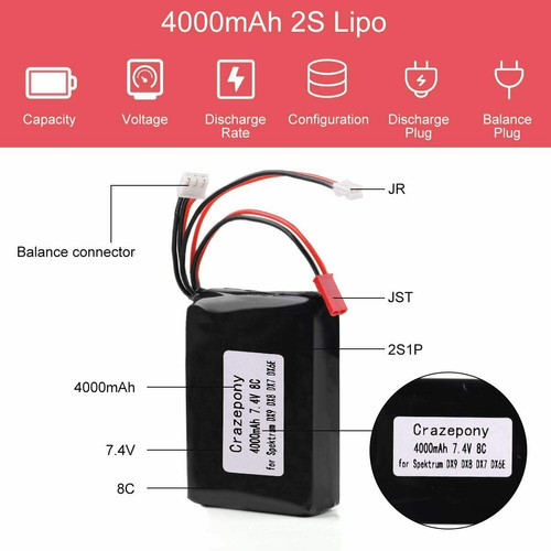 Crazepony 4000mah 4v - 2s, 7.4v