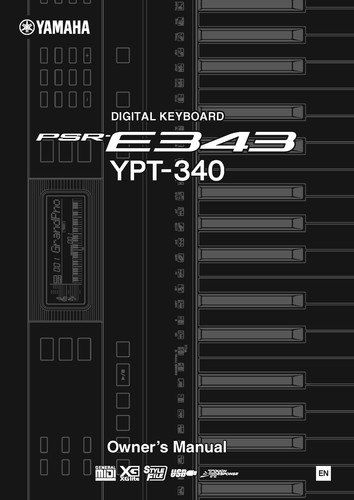 Yamaha psr e343 ypt - psr-e343, ypt-340