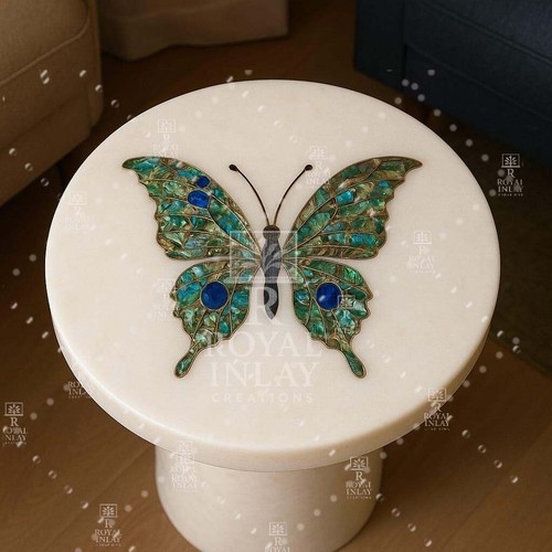 Marble table with abalone - with,