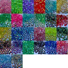 AB 2 - 6mm Crystal Flat Back Iridescent Rhinestones Nail Art Festival Face Gems