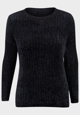 LADIES BLACK BURGUNDY SOFT CHENILLE JUMPER PULLOVER SWEATER UK SIZES 6-16