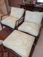 McGuire Target Style Bamboo/Rattan Chairs with matching Footstool & Side Table