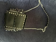 ZARA LADIES BLACK STUDDED HAND AND SHOULDER BAG 