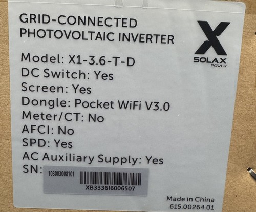 Solax d 4000w solar - solax, x1-3.6-t-d