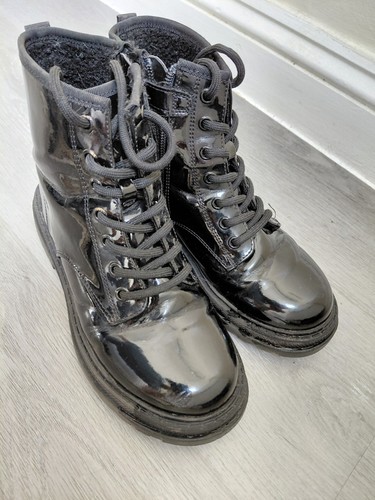 Next girls black patent - patent, zip