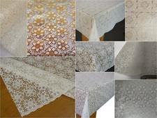 Floral Lace PVC Wipe Clean Plastic Tablecloth Choose Design Colour and Length