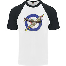 Spitfire MOD RAF WWII Fighter Plane British Mens S/S Baseball T-Shirt
