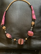 Large Chunky Wooden Beads With Decoration Other Black/clear Smaller Beads