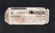 1810 Second Lottery Ticket Signed Richardson & Goodluck of London (not Bish)