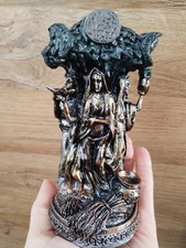 Goddess Statue, Triple Moon Goddess Statue, Tree , Wiccan Altar Resin Statue 