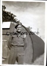 1948 British Soldier Outside Camp Nissen Hut Photo 3.26 x 2.25 Inch