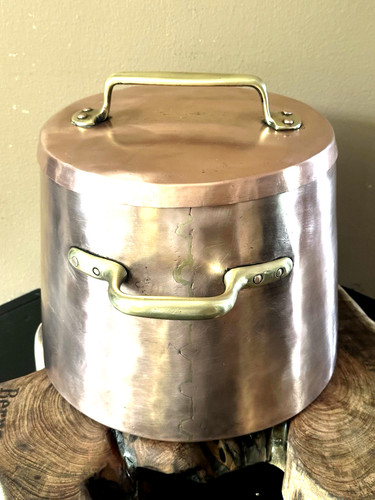Large antique copper stock pot - stock,