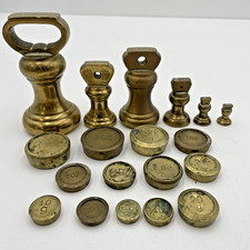 Vintage Brass Bell Weights x 6 & Brass Flat Weights x 13                     K12
