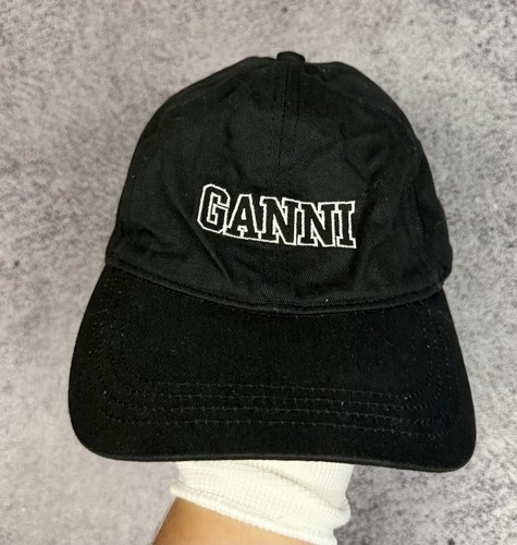 Ganni cap cotton black - ganni,