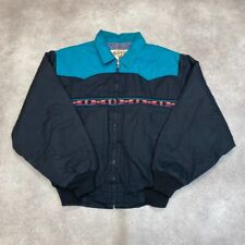 Western Frontier Bomber Jacket Mens XL Vintage Blanket Lined Coat, Black