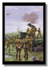 Early British Archie anti-aircraft gun World War 1 framed picture free p&p UK