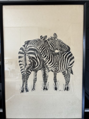Vintage art print zebras by - vintage, of