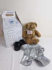Build A Bear Teddy Bear Factory Soft Toy Plush With Silver Suit & Shoes Box BAB