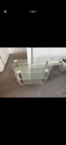 Clear glass metal tv stand - glass, &