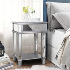 Glass mirrored end bedside - glass,