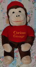 Huge Vintage Curious George Knickerbocker Soft Plush Toy Approx 24" Laid Flat