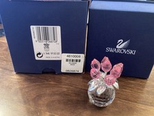 Swarovski Rhodium Vase of Pink Tulips Flower - Item Number 626874 - Boxed