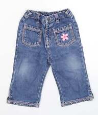 morris mouse Girls Blue Floral Cotton Blend Pedal Pusher Jeans Size 3-6 Months