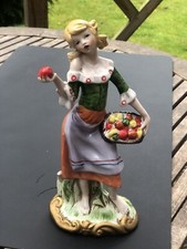 Vintage Early Piece Maid Ceramic Porcelain Figurine hand painted Apple Picker