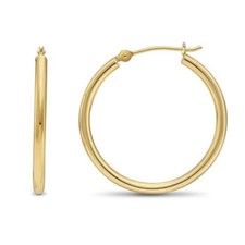 14K Real Solid Gold 1" Large Round Creole Hoop Earrings Lightweight Large Hoops