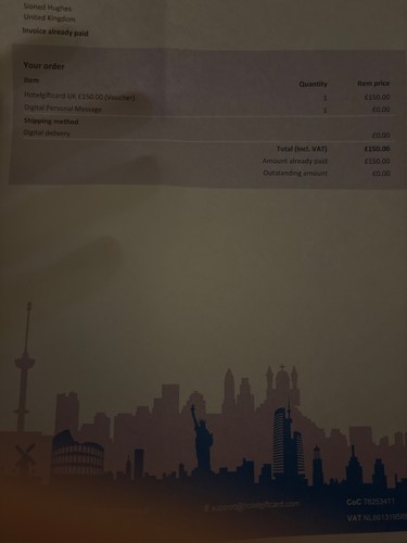 Hotel gift card