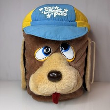 Vintage Dan Dee Toy Chest Pals Plush Dog Plastic Toy Bucket Basket Dusty Bin 