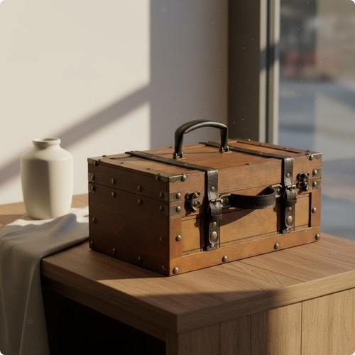 Vintage wooden suitcase - vintage,