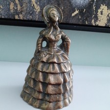 Antique Victorian brass bell Crinoline lady 47/8ths inch tall made in England