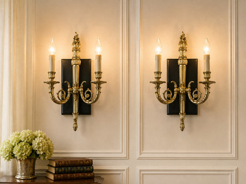 Antique french brass wall - french,