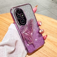 Glitter Soft Case Diamond Butterfly Cover For Honor 400 Pro 200 Magic 5/6/7 Lite