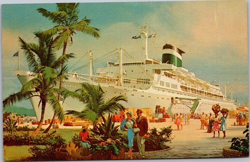 Postcard ship grace line santa - ship,